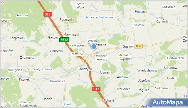 mapa Ostrożeń Pierwszy, Ostrożeń Pierwszy na mapie Targeo